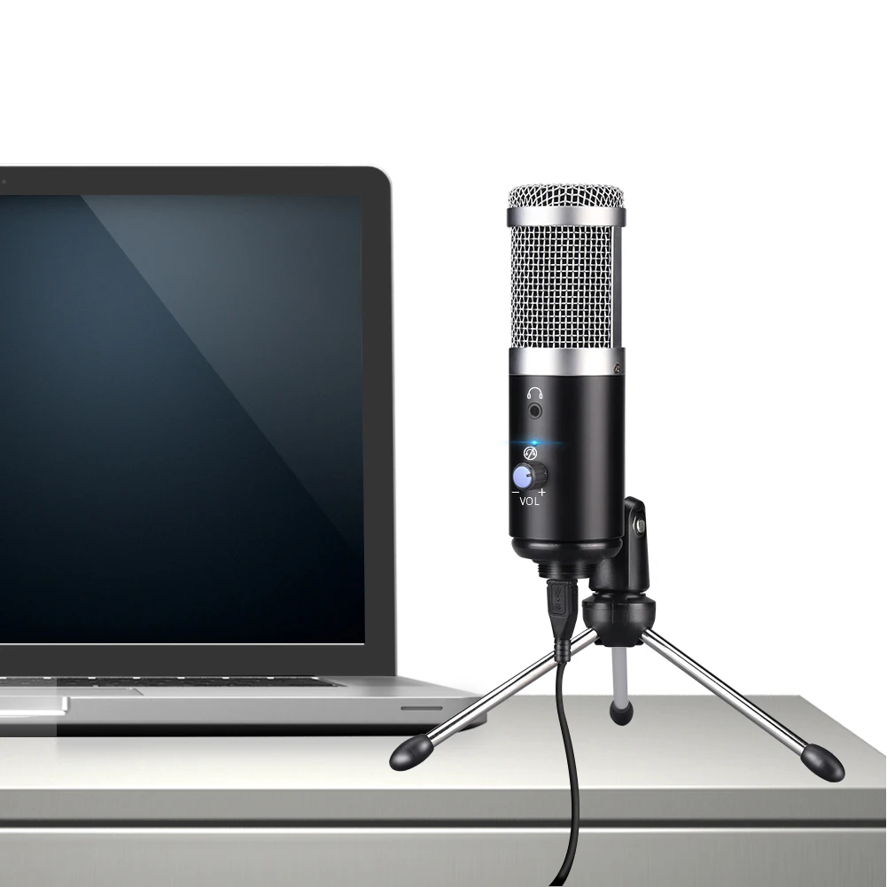 Высокое качество микрофон конденсаторный компьютер USB штекер+ штатив Стенд для YouTube вещания Запись микрофон караоке