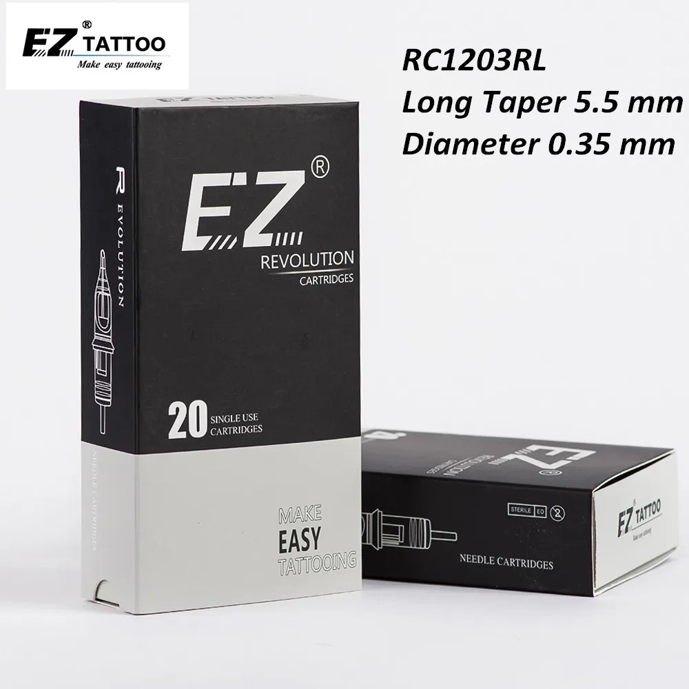 RC1203RL EZ Revolution Tattoo Cartridge Needle Safety Membrane Rould Liner #12 ( 0.35 MM) for Rotary Pen Machine Grip 20 Pcs/Box