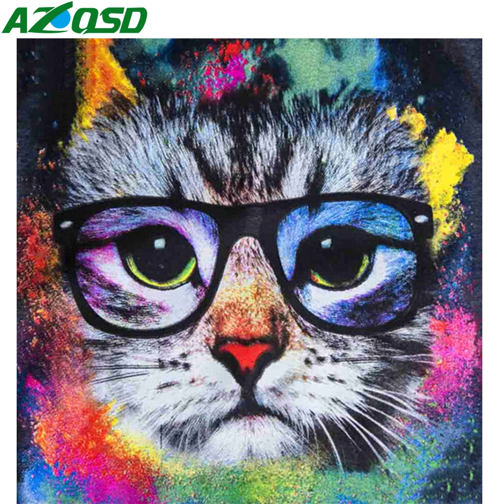 AZQSD Diamond Painting Full Square Drill Cat Home Decoration Embroidery Sale Animal Picture Handmade Craft | Дом и сад