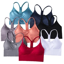 Anbevy Women Breathable Sports Bra Absorb Sweat Shockproof Padded Sports Bra Top Athletic Gym Running Fitness Yoga Sports Tops