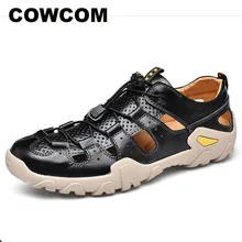 COWCOM/мужские кожаные сандалии большого размера; обувь для альпинизма; Летние кожаные сандалии для альпинизма; обувь для пеших прогулок; CLK