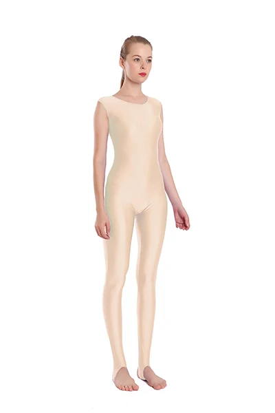 Женская майка стремя трико лайкра спандекс Junpsuit для женщин комбинезон для гимнастики без рукавов балетный костюм Zentai Одежда для танцев - Цвет: flesh