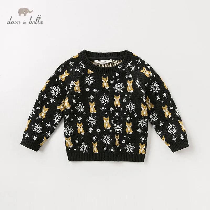 DB11418 dave bella/осенне-зимний вязаный свитер для маленьких мальчиков; вязаный хлопковый пуловер с длинными рукавами; Детские топы для малышей