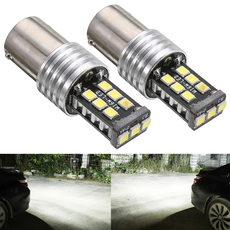 Автомобильные светодиодные лампы BA15S Canbus 2x1156 P21W резервные для VW Passat B6 B5 Golf 4 5 Tiguan