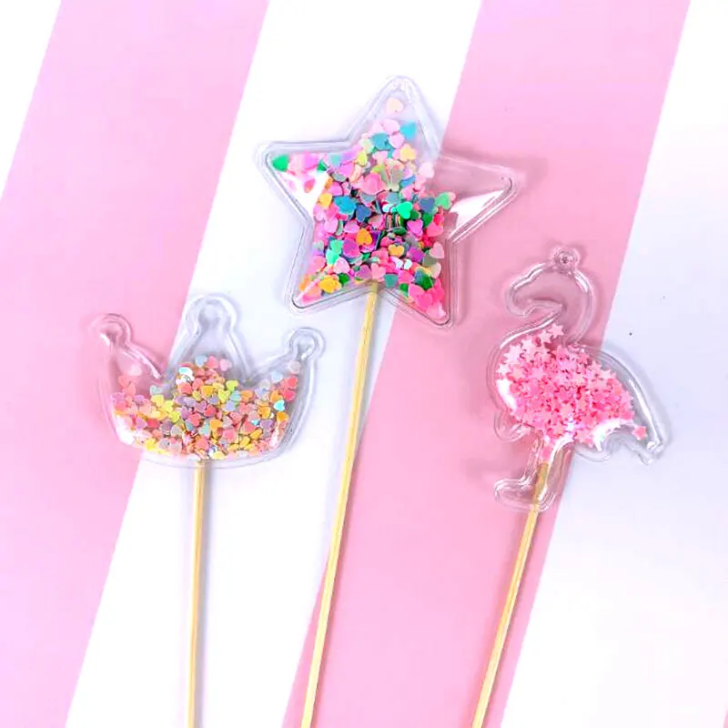 3 Прозрачный блестящий торт Единорог Топпер на день рождения прекрасный торт флаг детский душ для девочек Diy украшения для торта для вечеринки аксессуары - Цвет: 3