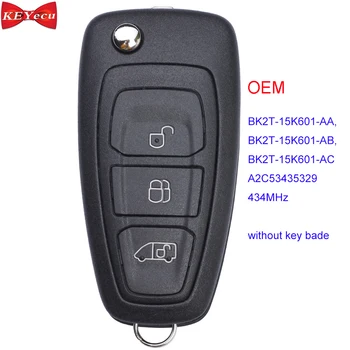 

KEYECU OEM for Ford Transit /Transit Custom 2014 2015 2016 Remote Fob BK2T-15K601-AA/ AB/ AC 434MHz 63+ Chip Without Key Blade
