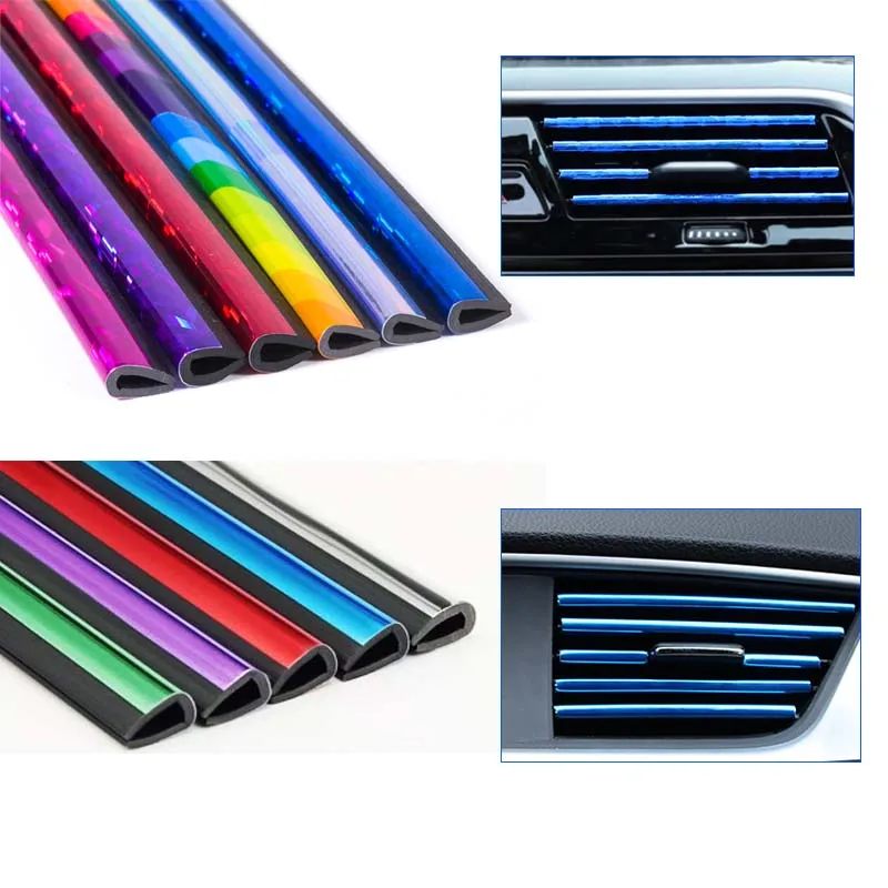 도금 DIY 스티커 자동차 공기 배출구 트림 스트립 에어 벤트 그릴 스위치 림 장식, 인테리어 몰딩 스트립, 자동차 스타일링, 10 개