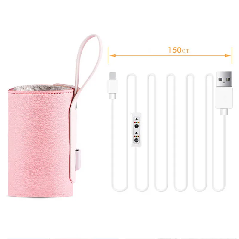 Розовый Usb-грелка для детских бутылочек для молока, подогреватель бутылочек для кормления в автомобиле, три температурные регулируемые термосумки, подогреватель бутылочек для кормления детей - Цвет: Розовый