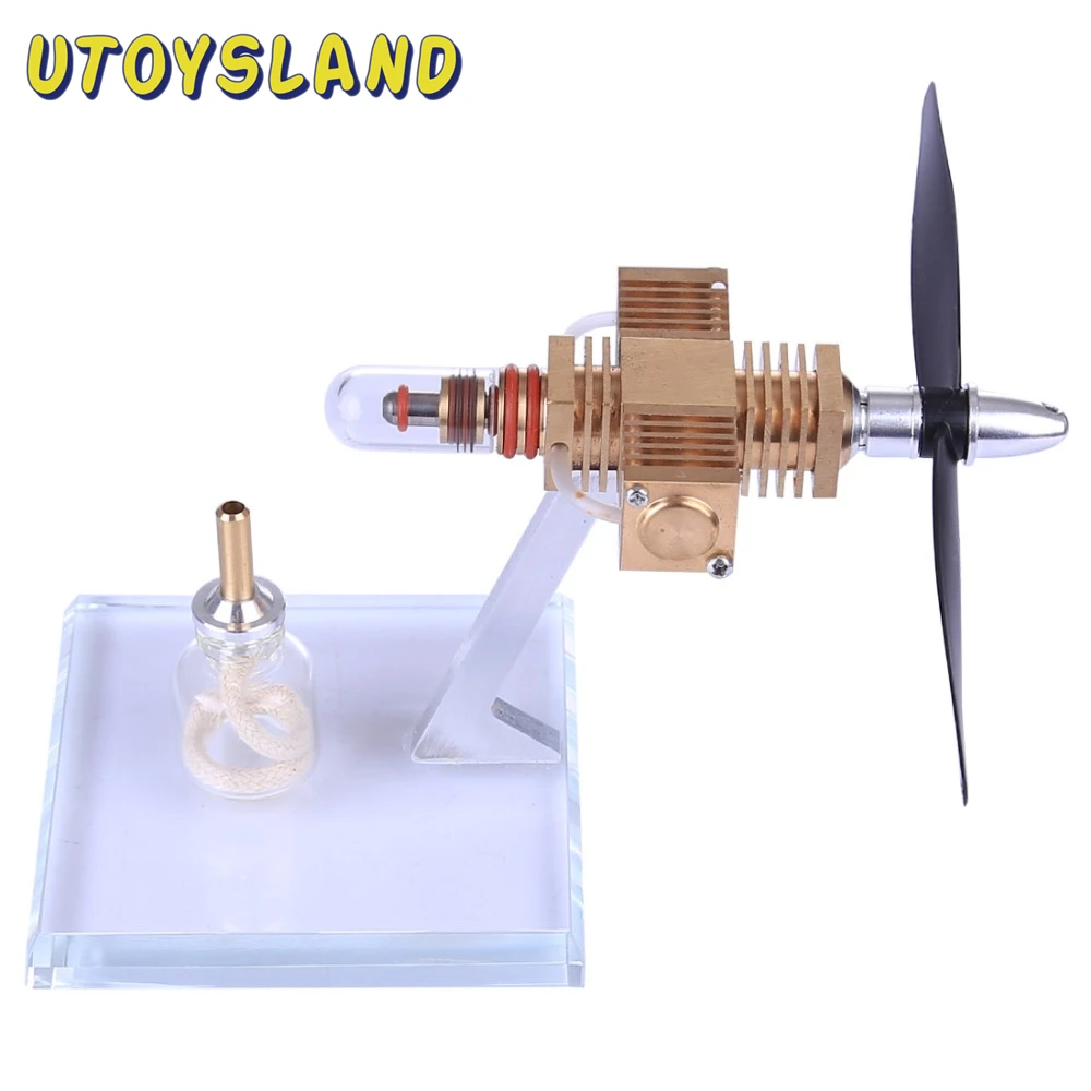 Propeller Aircraft Head Shape Stirling Pocket Engine Model Toy For Developing Intelligence Education DIY Model Toy Gift For Kids