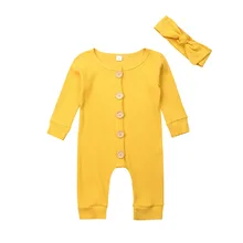  Girls Knitted Solid Jumpsuit Autumn Baby Clothes Boys Long Sleeve Rompers  Headband Kids Outfits Girl 2PCS Set Newborn Rompers 