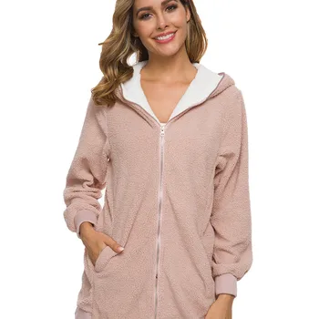 

Jacket Women's Autumn And Winter Lambswool Coat Soft Color Big Size 5xl Coats Warm New Designer Casual Jackets With Hood Outwear