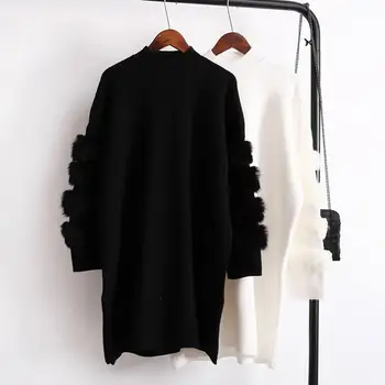 

Knitted Pullovers Female Sweater Women Clothes O-Neck Full Sleeve Loose Warm Sweaters Jumper Casual Long Sweater Dress