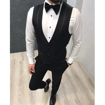 

Black Single Breasted Mens Vest for Wedding Groomsmen Vest Slim Fit Wedding Vests Men's Waistcoat Groom Vests