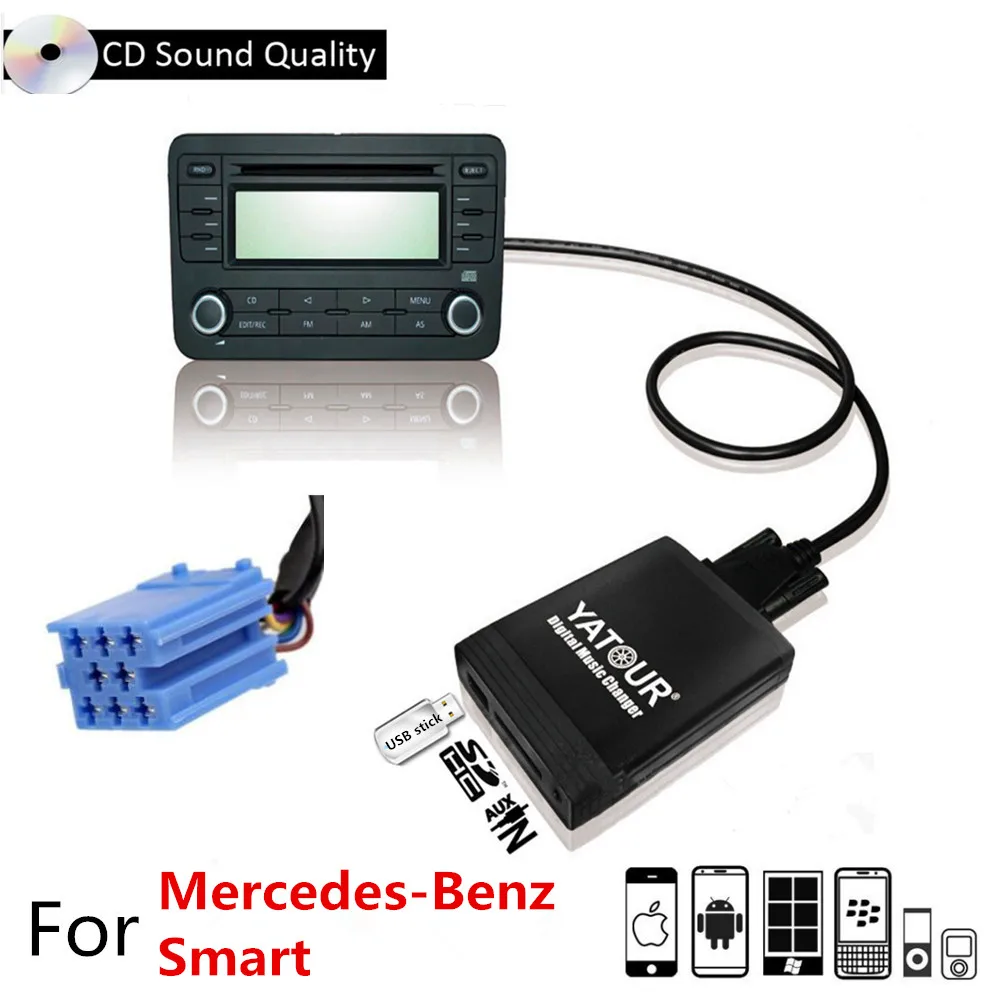 

Yatour USB SD AUX Car MP3 player Interface Radio Digital CD Changer Adapter For Mercedes Smart Roadster ForTwo ForFour Fiat Mare