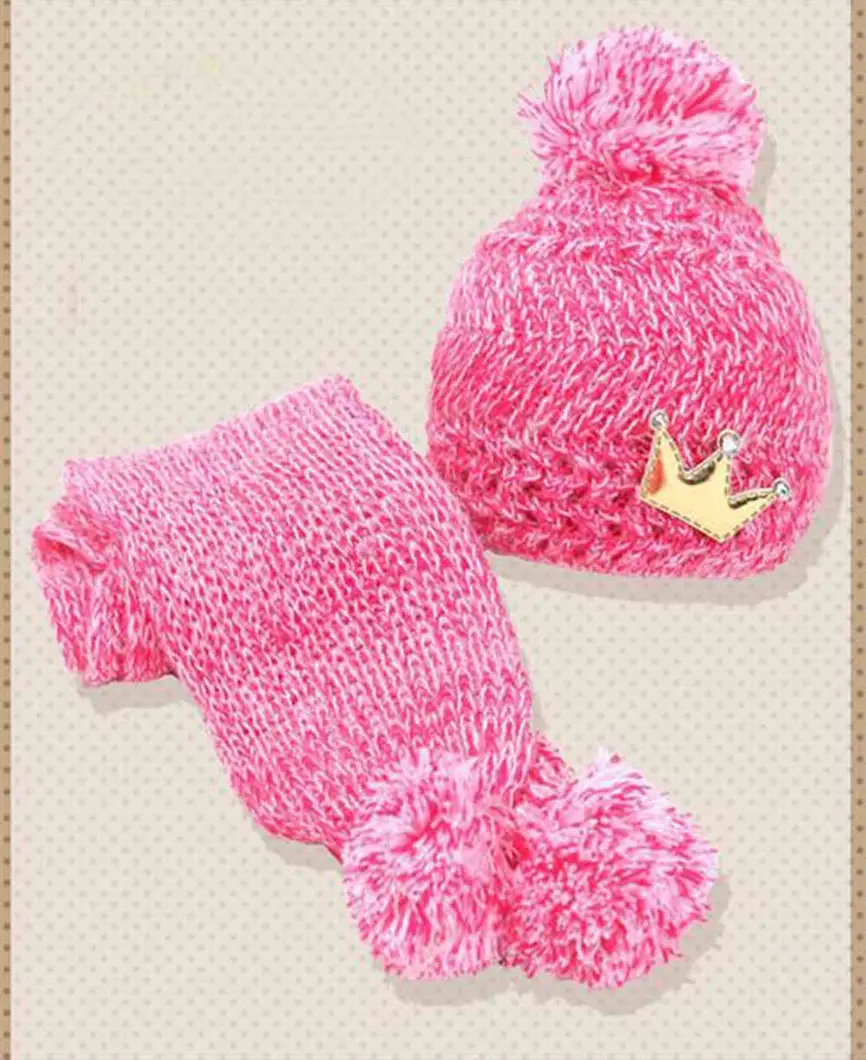 Baby Hat Cute Winter Baby Kids Girls Boys Warm Knitted Woolen Hood Scarf Caps Hats Gift For Your Kids 46-52cm Dropshipping 823