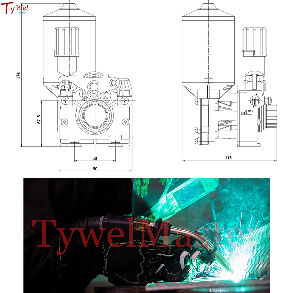 Welding Wire Feeder DC 24V 2 Rolls SSJ-4C Wire Feed Assembly Feeder Roll for Steel Aluminum Flux Cored Wire MIG Welder 6