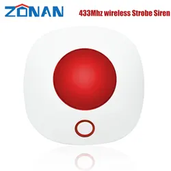 Zonan 433MHz Indoor Horn Siren Wireless Flashing Strobe Siren Light Siren For WIFI GSM Home Alarm Security System