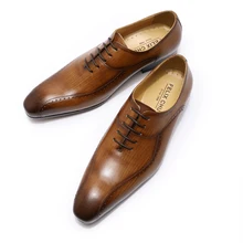 Размеры 39-46; Высококачественная Мужская официальная обувь; Роскошные вечерние мужские туфли из кожи для свадьбы; Туфли-оксфорды на шнуровке в деловом стиле