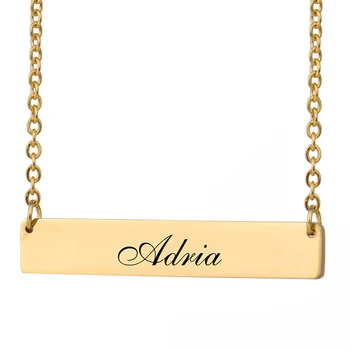 

Custom Nameplate Necklace Women Name Adria Bar Pendant Best Friends Jewelry Birthday Gifts Stainless Steel Size 40 X 7mm