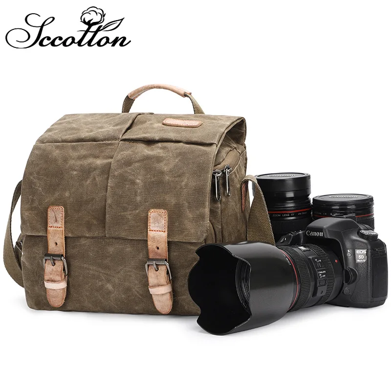 

Qisemian Shoulder Single-lens Reflex Camera Photography Digital Camera Bag DSLR Camera Bag Waterproof Canvas MEN'S AND WOMEN'S H