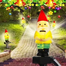 Рождественский светодиодный светильник Санта Клауса на солнечной батарее, садовый светильник, декоративный светильник, водонепроницаемый светильник