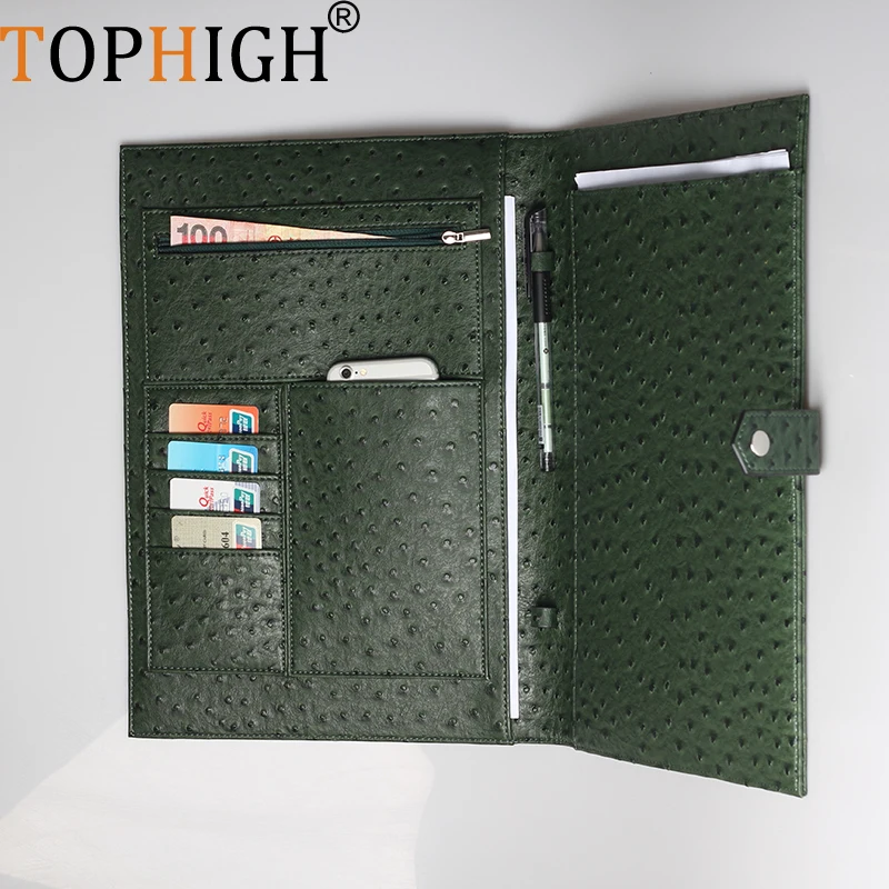 Папка для бумаг TOPHIGH A4 портфолио органайзер питона/страуса/крокодила крепкий