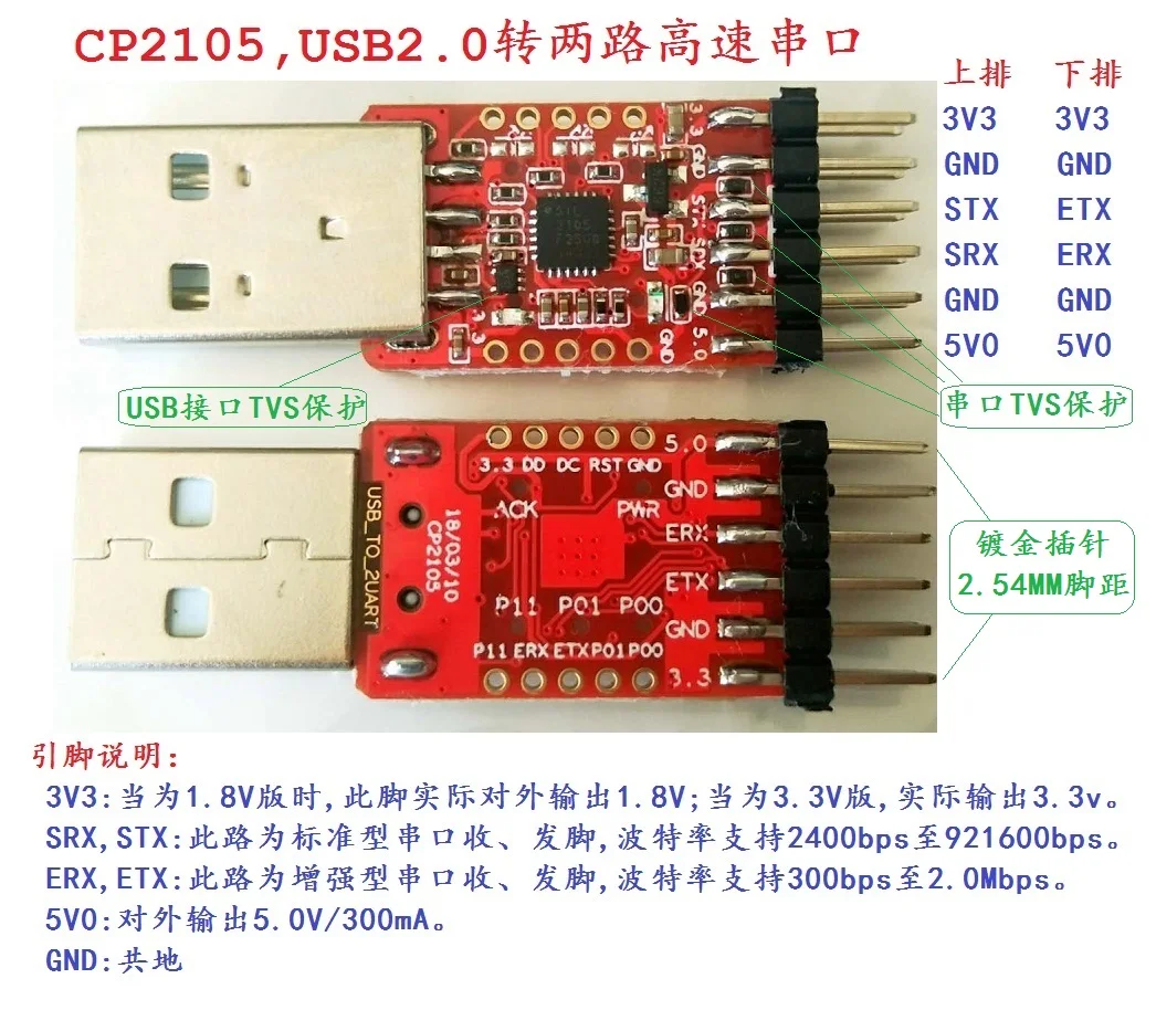 

Cp2105 CP2102 USB для 2-полосного последовательного порта 4-полосный последовательный порт TTL уровень 3,3 В/1,8 в щеточная линия