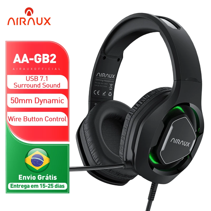 BlitzWolf AIRAUX AA-GB2 Gaming Headphone 7.1 Surround Sound LED Light Stereo Powerful Bass Headset for PC Gamer with Denoise Mic |