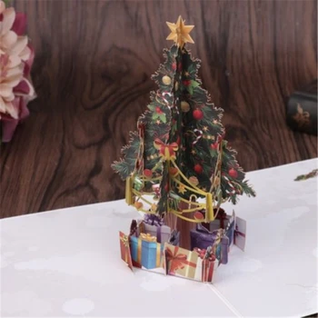 

3D Santa Tree Cards Marry Christmas Greeting Cards Party Invitations Gifts New Year Greeting Card Anniversary Gifts Postcard