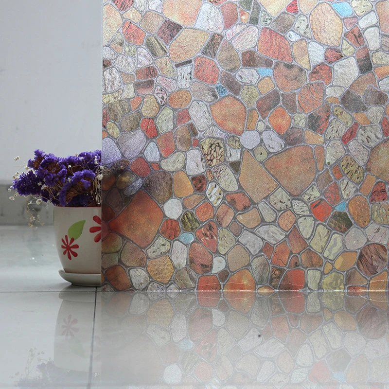 3D Static Cling Frosted Window Glass Film Riverstone Stickers Covers Home Decors | Дом и сад