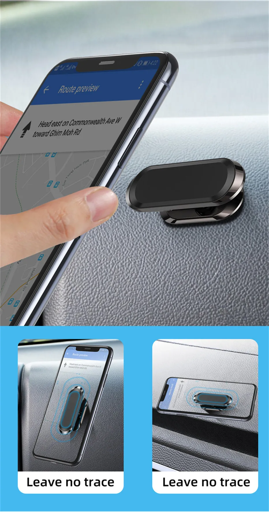 TKEY Metal Magnetic Phone Holder 360° rotating Car Phone Holder Stand For iPhone 11 Pro Zinc Alloy Magnet GPS Car Support Mount mobile phone stand