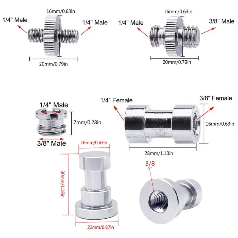 1Set 1/4 3/8" Male Female Metal Screw Tripod Mount Adapter
