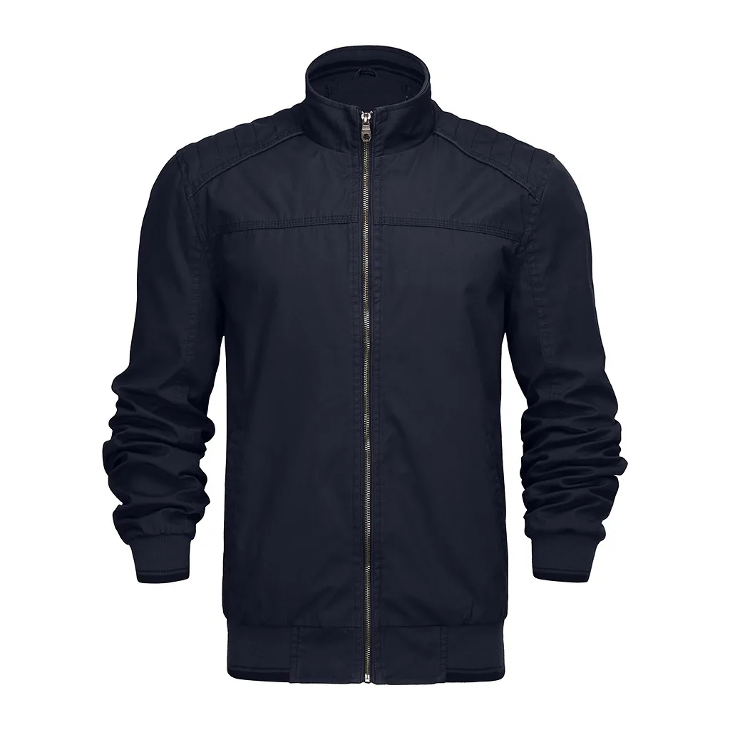 Mens Bomber Jacket Casual Coat Men Oversize Solid Color Jackets Autumn Winter Outerwear Windbreaker Men Jackets Plus Size Coat