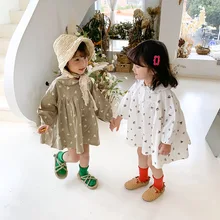 Детское платье с длинными рукавами; детская одежда; весна г.; новое корейское платье с цветочным рисунком для девочек; детское платье с рукавами-фонариками