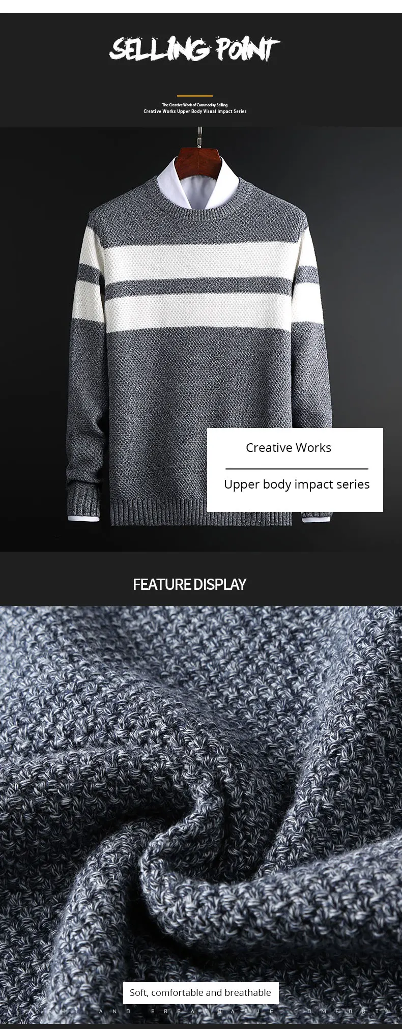 Модный свитер для мужчин s пуловеры с О-образным вырезом облегающие вязаные Джемперы в полоску зимний Корейский стиль повседневная одежда для мужчин