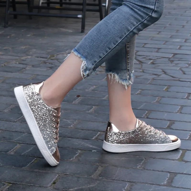 Scarpe vulcanizzate da donna Sneakers Scarpe bling Ragazza Glitter
