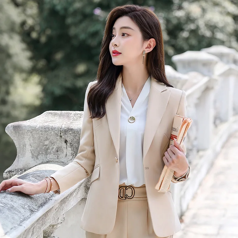 

2019 New Style Spring And Autumn Versatile Korean-style Slim Fit Long Sleeve Small Suit Set Women's Short Hotel Casual Online Ce
