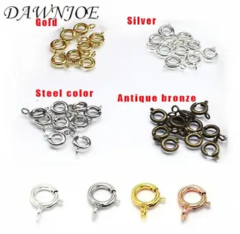 

50 pcs/lot Round Spring buckle 4 color Rope clasp Making Necklace Bracelet Connector DIY Jewelry Accessories Jewelry Finding
