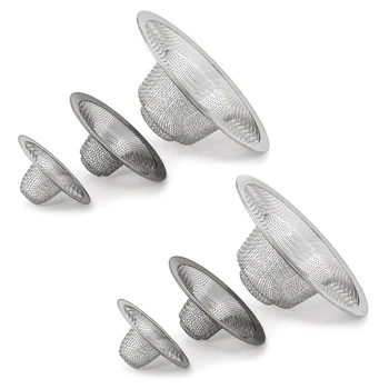 

6pcs Kitchen Bathroom Sink Mesh Strainer Stainless Steel, Large Medium and Small (Pack of 6)