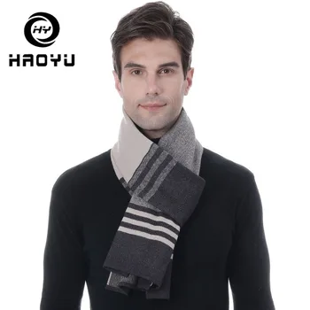 

scarf men winter men scarf wool Striped Thick Keep Warm Pashmina Lattice Male Brand Shawl Wrap Knit Cashmere >175cm