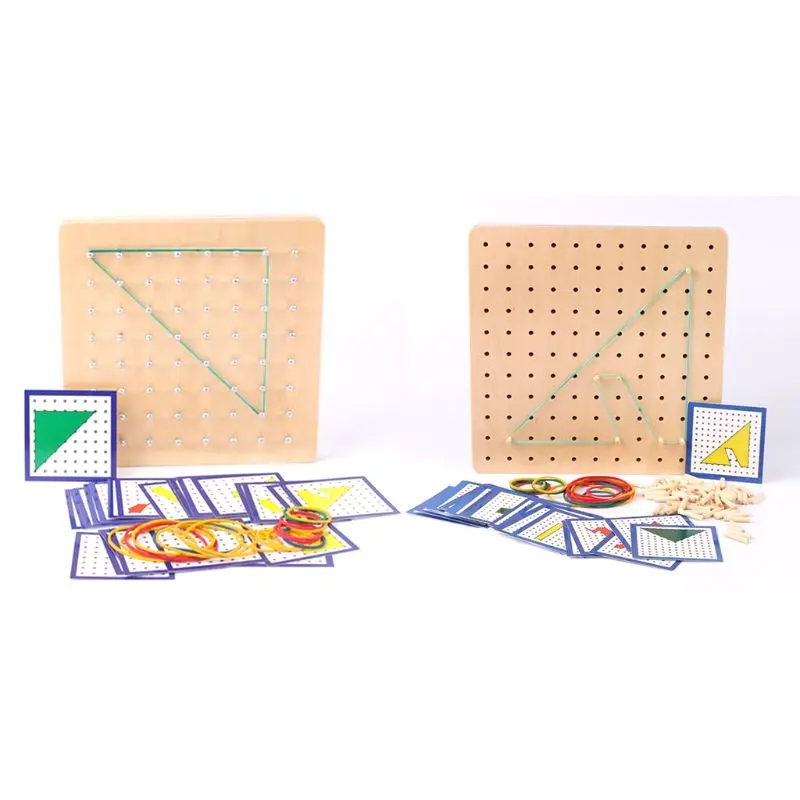 

Wooden Geoboard Mathematical Manipulative Material STEM Educational Toys for Kid