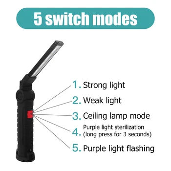 

5 Modes Sterilizer Handheld LED UVC Disinfection Germicidal LED UV Germicidal Disinfection Protection Light LED Flashlight