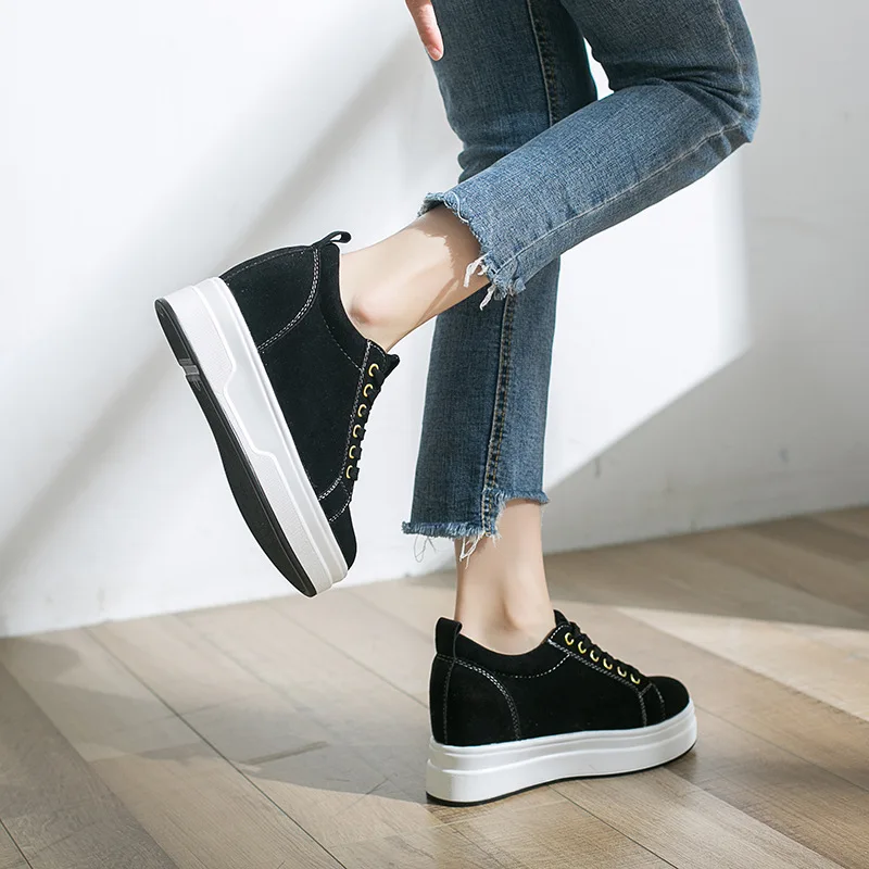 

Elevator WOMEN'S Shoes 2019 New Style Versatile Slanted Heel Korean-style Platform Shoes Women's Suede Students Platform Shoes F