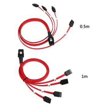 

ALLOYSEED 0.5m 1m Internal Mini SAS SFF-8087 36Pin to 4 SATA 7Pin Breakout Cable Red