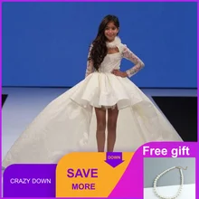 Девочек Нарядные платья Высокая Низкая маленькая девочка, на танцы, официальные платья, производительность на детский выпускной вечер вечерние Святой платье для первого причастия для девочек