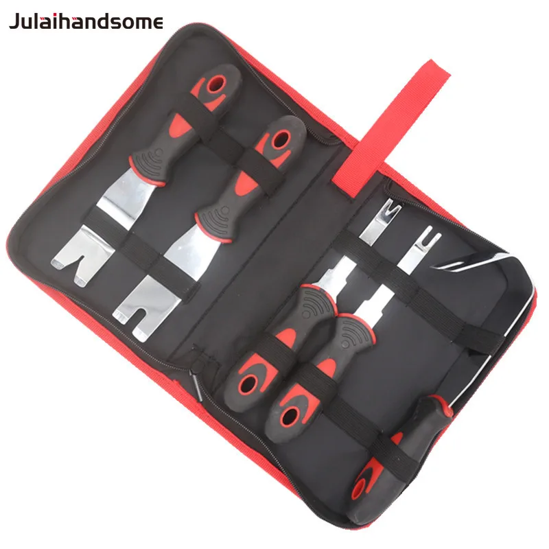 

Julaihandsome 5PCS Metal Pry Tool Set Auto Door Panel Trim Upholstery Clip Remover Kit with Storage Bag