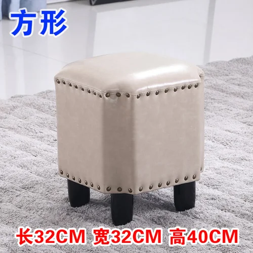 Антикварный кожаный квадратный табурет бытовой диван модный креативный silla para maquillaje туалетный стул секс мебель скамейка пуфик - Цвет: A 32cm32cm40cm