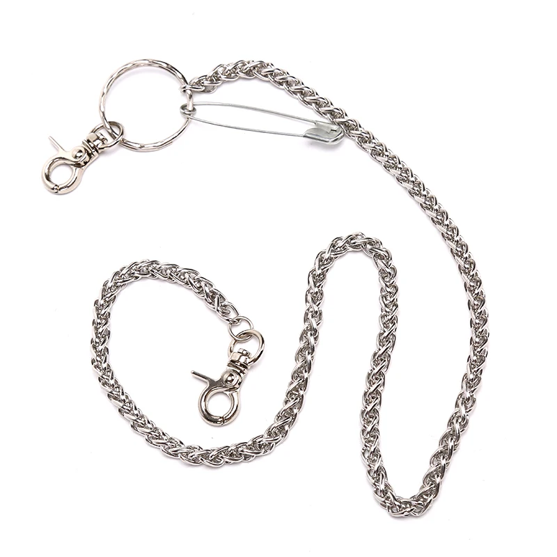 

Punk Hip Hop Trendy Waist Chain Fashion Retro Silver Color Metal Pin Ring Clip Keyring Design Jeans Clothing Accessories New