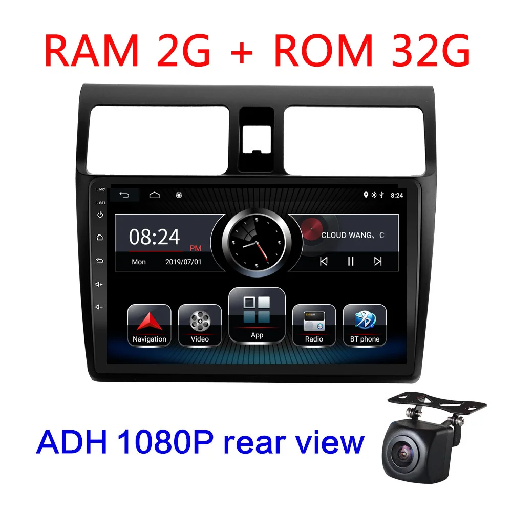 2G ram Android 9,0 автомобильный DVD мультимедийный плеер 10," для suzuki swift 2005 2006 2007 2008 2009 2010 автомобильный Радио gps навигация - Цвет: 2G-32G-CAM
