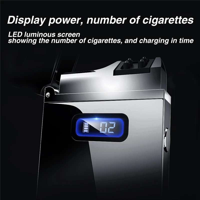  LED Display Cigarette Lighter Charging Electric Lighter Windproof USB Electronic Lighter Plasma Arc